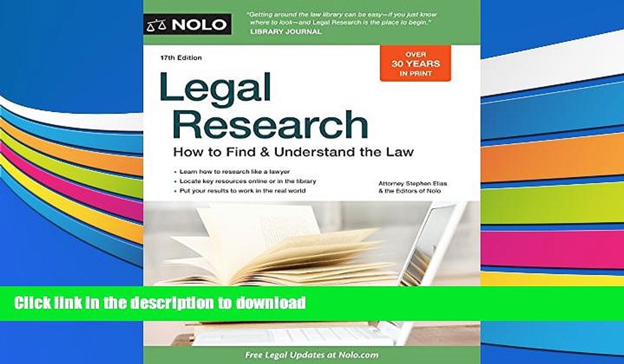 [PDF]  Legal Research: How to Find   Understand the Law Stephen Elias Pre Order