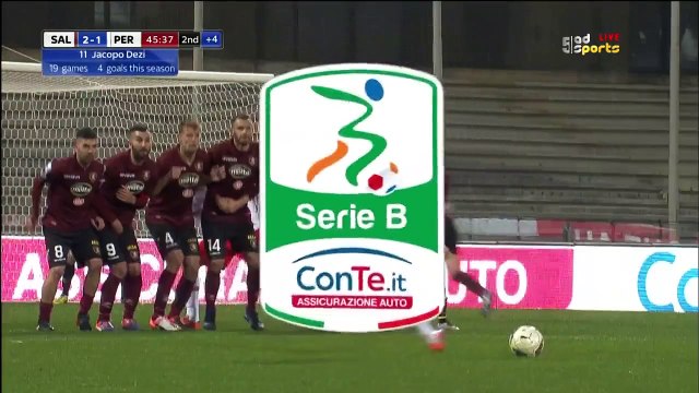 2-1 Jacopo Dezi Goal Italy Serie B - 30.12.2016 Salernitana 2-1 Perugia Calcio