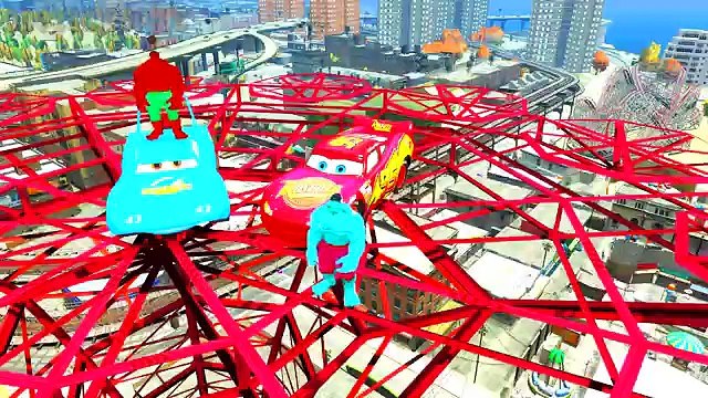 Red and Blue Hulk Disney cars Lightning McQueen & Dinoco King 43 Children s Songs Nursery Rhymes