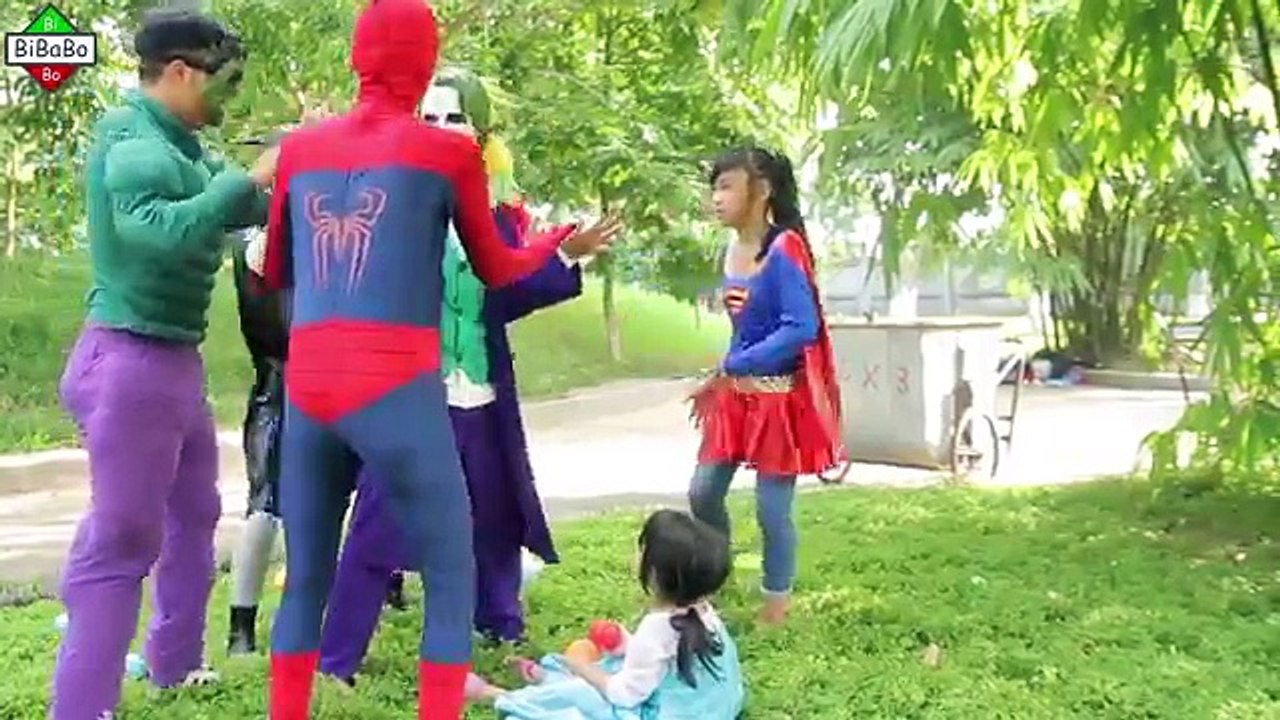 spiderman superman frozen Elsa vs Hulk Supergirl & Super BABY vs Maleficent Spider-man Joker Funny
