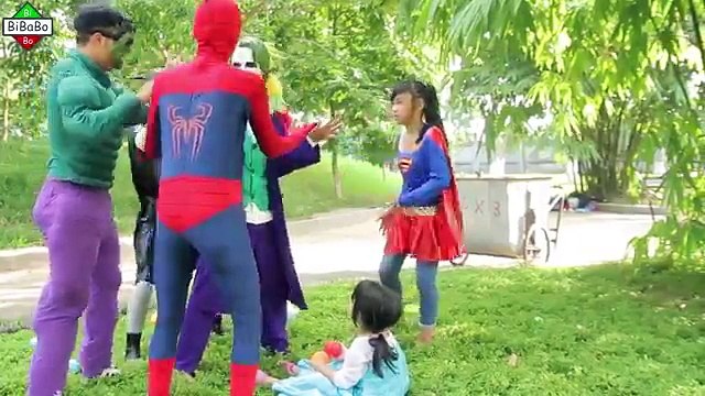spiderman superman frozen Elsa vs Hulk Supergirl & Super BABY vs Maleficent Spider-man Joker Funny