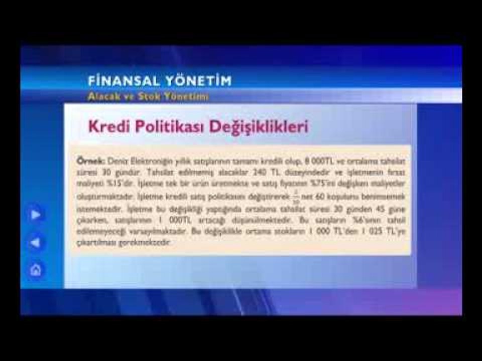 Finansal Yönetim - 6. Bölüm - Alacak ve Stok Yönetimi - Açık Sınıf