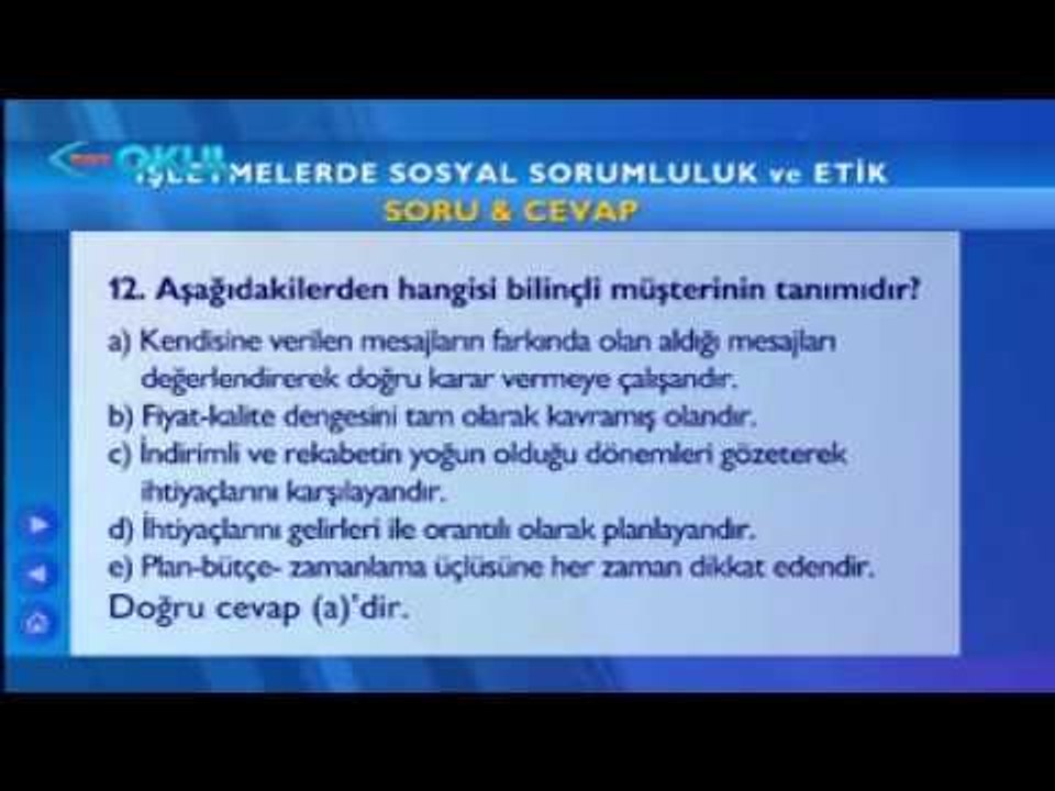 İşletmelerde Sosyal Sorumluluk ve Etik - 7. Ders (Açık Sınıf 2013 - 2014) - TRT Okul