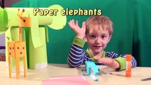 Paper craft for kids. Paper elephants. Easy paper crafts.