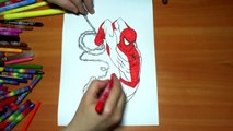 Spiderman New Coloring Pages for Kids Colors Superheroes Coloring colored markers felt pens pencils