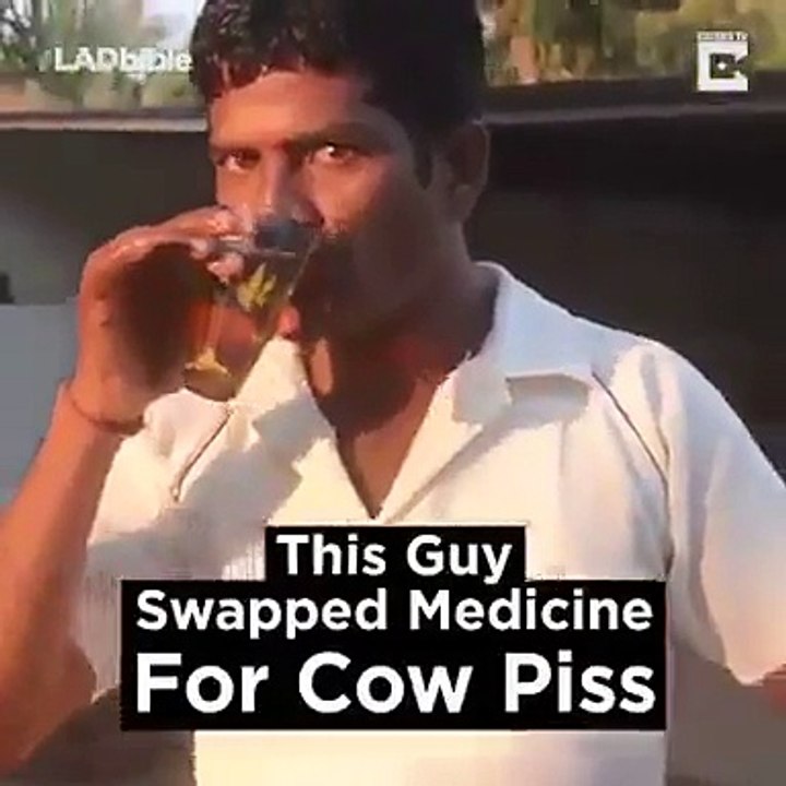 Indian Look how eager are you drinking cow urine