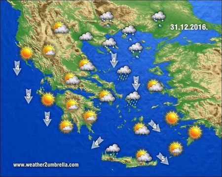 Η πρόγνωση του καιρού για το Σάββατο 31-12-2016