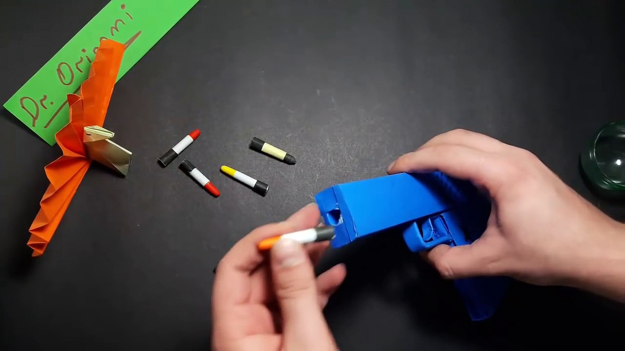 DIY- How To Make a Paper ' Blue Star Gun' That Shoots Paper Bullets-Toy Weapons