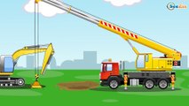 The Yellow Excavator - Diggers Cartoon for children - Construction Trucks - Video for kids