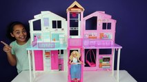 Barbie 3 Storey Townhouse - 4 Barbie Fashionistas Dolls - Unboxing Kids Toy Review-c