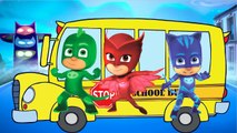 PJ Masks Learn colors Coloring Pages And Wheels On The Bus Song Catboy Owlette Gekko and Paw Patrol