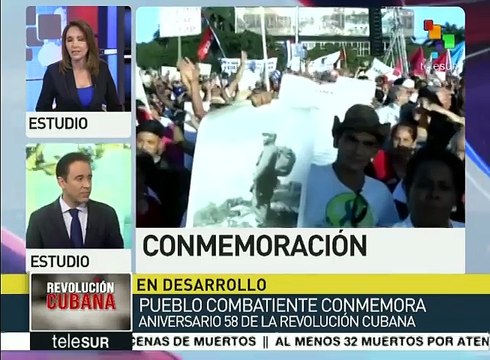 Cubanos corean el nombre de Fidel Castro en festejo de la Revolución