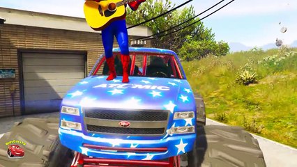 FUNNY CARTOONS for the KIDS - Monster truck with brothers Spidermen & Nursery rhymes Songs