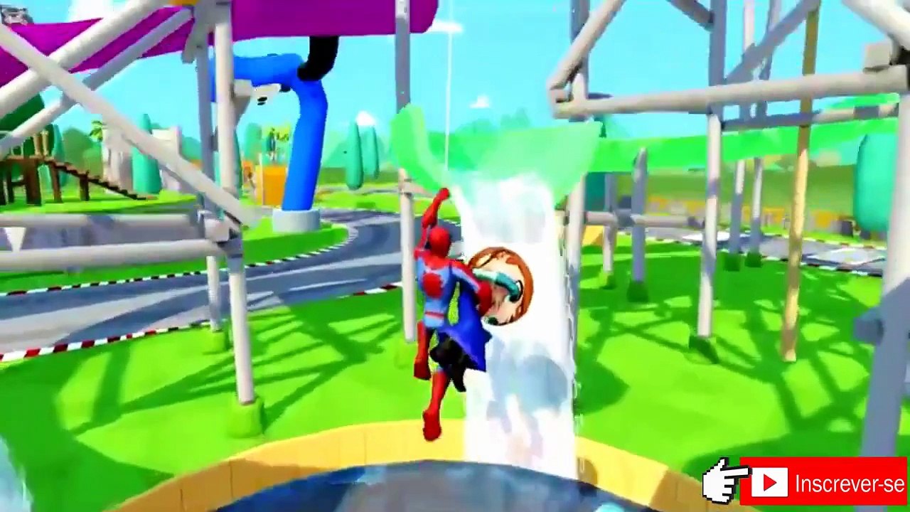 Homem Aranha Desenho Animado - Homem aranha vs Frozen Elsa & Anna passeio Bicicletas engraçado