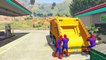 Comptines Bébé Spiderman Dessin animé francais camion à ordures et 4 Voitures Colorées.Dis