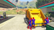 Comptines Bébé Spiderman Dessin animé francais camion à ordures et 4 Voitures Colorées.Dis