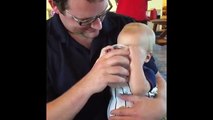 Baby tries to drink water for the first time