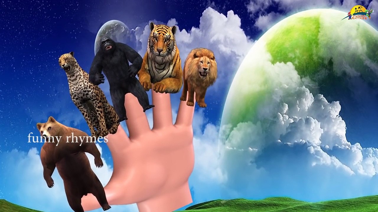 bear lion Finger Family Nursery Children 3d English Rhymes | Animated Finger kids songs