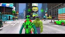 Green Spiderman Red Hulk & Hulk Epic Race in The City Nursery Rhymes Lightning McQueen Colors