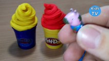 Learning Colors Play Doh Ice Cream Cone Surprise Toys for Children Peppa Pig and Hello Kitty ❤️