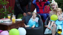 #Spiderman Frozen Elsa CAKE PRANK! vs Joker Big Butt Spiderman Car Scare! IRL Superhero Fun