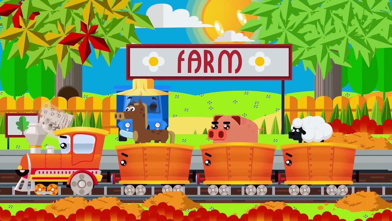 Le train - Les fruits - Les animaux | Apprendre avec un train en anglais| La voiture pour enfants