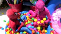 Spiderman vs Joker vs Pink Spidergirl Ice Cream Party w Ball Pit Frozen Elsa Fun Superheroes