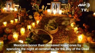 Colorful and festive vigil in Mexican cemeteries