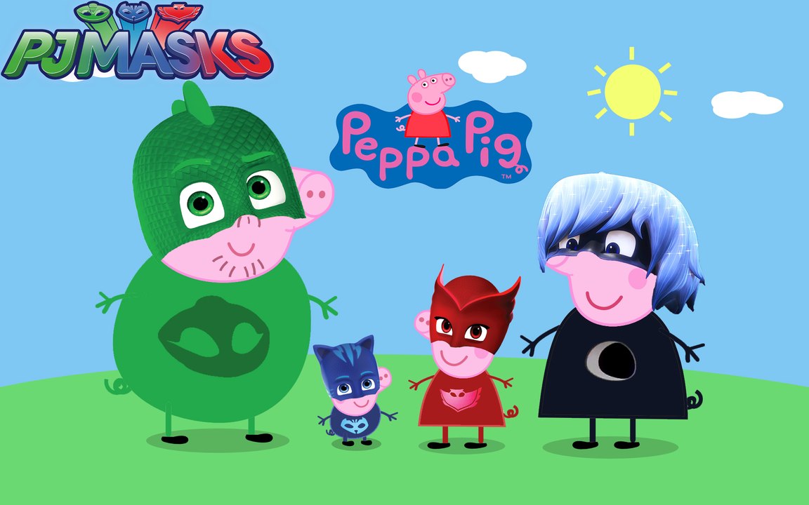 PEPPA PIG Transforms Into PJ MASKS Gekko, Catboy, Owlette, Luna Girl | Coloring Videos For Kids