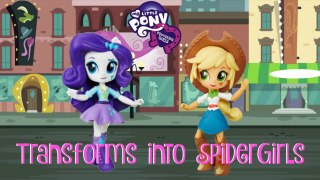 MY LITTLE PONY Equestria Girls Transforms Into Pink SPIDERMAN | Coloring Videos For Kids