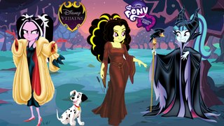 My Little Pony Equestria Girls Transform Into Disney Villains | Coloring Book Videos For Kids