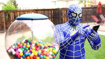 Spiderman & Skye vs Joker & Giant Bubble Gum Ball Machine w/ Peppa Pig! Fun Superhero in Real Life