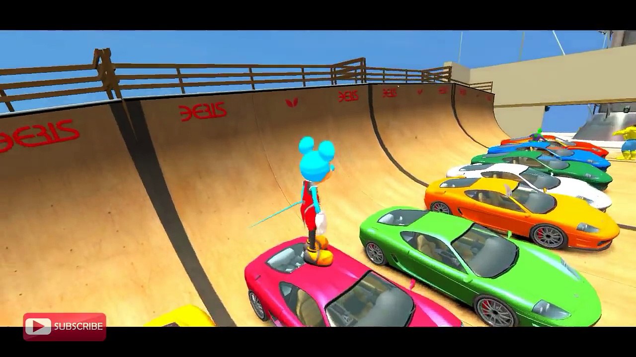 BLUE MICKEY MOUSE & GREEN SPIDERMAN & YELLOW HULK FERRARI COLORS & Nursery Rhymes for Children