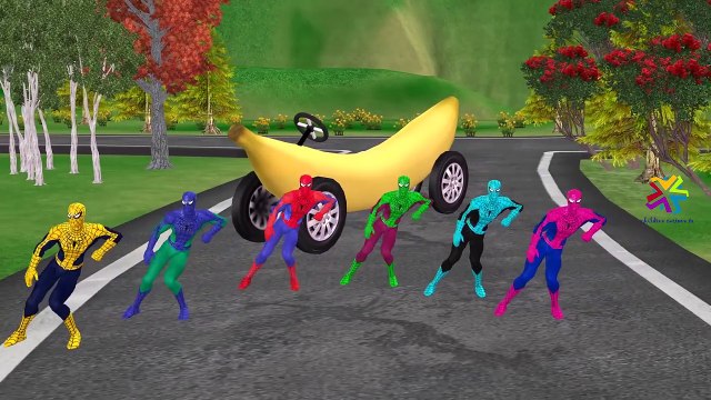 Colors Spiderman Banana Train Songs | Animals SuperHeroes Banana Car Epic Party Nursery Rhymes