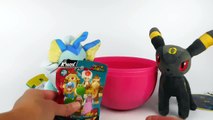 GIANT POKEMON LOGO Surprise Egg PLAY-DOH!! LOADS of POKEMON! TOYS! Umbreon & Vaporeon Plush & MORE!