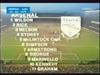 Télécharger la video: 22.03.1972 - 1971-1972 European Champion Clubs' Cup Quarter Final 2nd Leg Arsenal 0-1 AFC Ajax