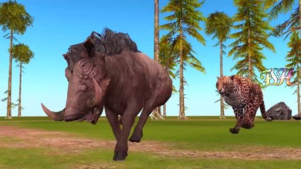 Cheetah Vs Warthog Cartoons Rhymes || Animals Kill Wrathog || Cartoon Animal Attack