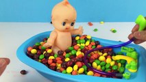 Baby Doll Bath Time in Skittles Candy, Pretend Play for Children, Kids and Toddlers by SR TOYS