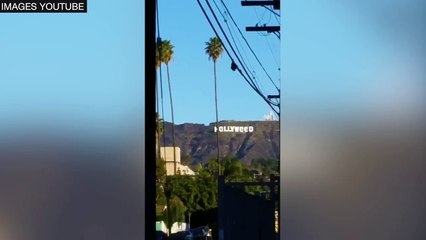 Le mythique panneau géant "Hollywood" de Los Angeles rebaptisé "Hollyweed"