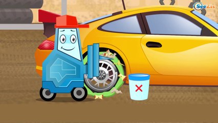 The Red Bulldozer and Big Truck in the City - Little Cars - Cars & Trucks for Kids