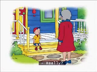 Caillou's surprise with subtitles