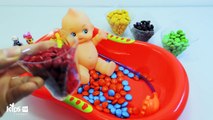 Learn colors Baby Doll Bath Time M&M Chocolate candies Donal Duck My Little Pony Nemo Surprise toys