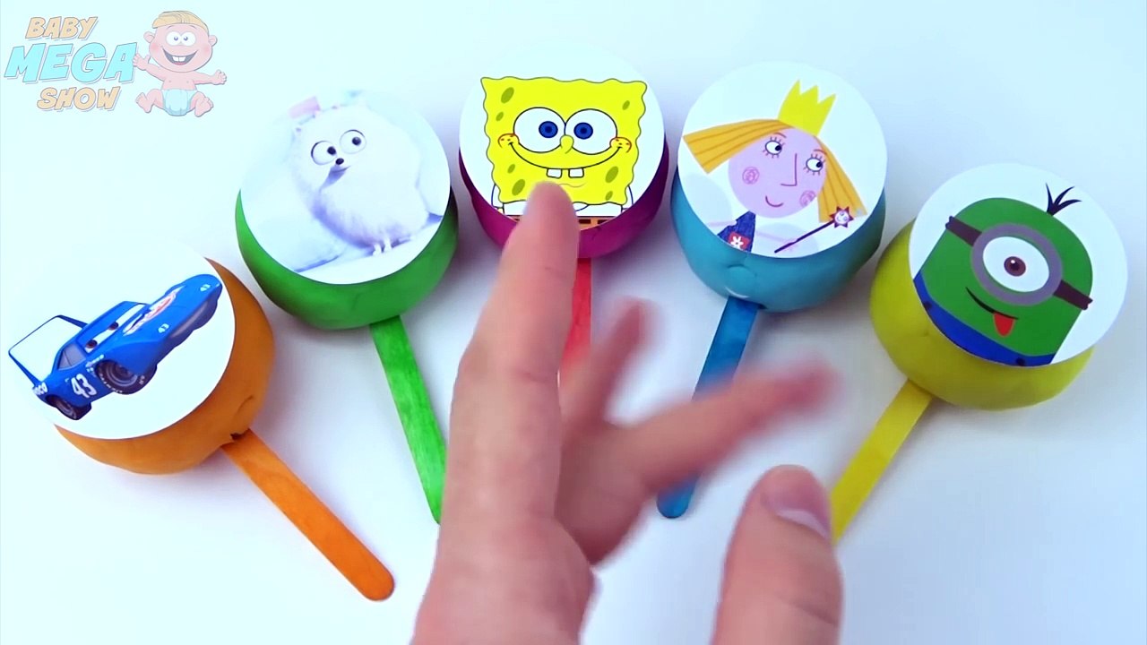 Play Doh Clay Spongebob Minions Lollipop Toys Ben and Holly McQueen Learn Colors in English