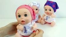 Twins Baby Dolls Pelones Triplets Baby Dolls Bathtime and Lunch Time How to Bath Babies Toy Videos