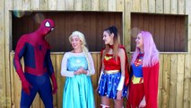 Frozen Elsa Gets RAINBOW HAIR SPELL! w/ Spiderman Maleficent Joker Pink Spidergirl! Superh