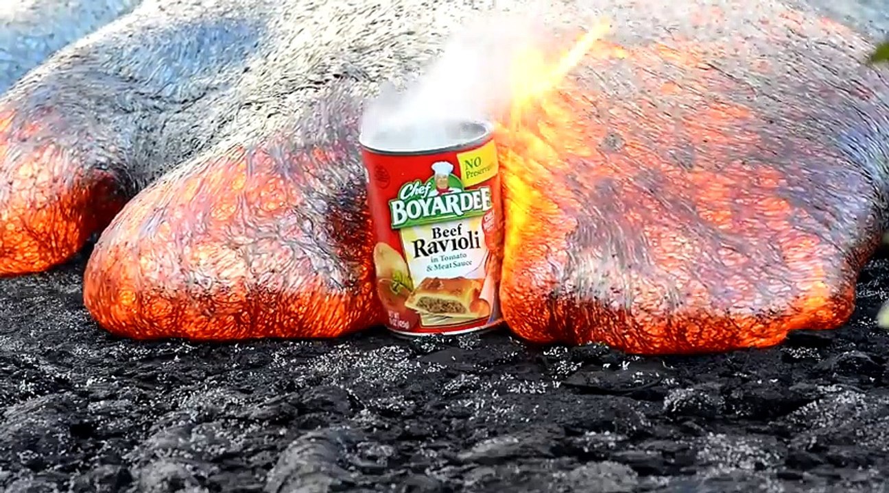 A Ravioli Container Being Swallowed By Lava Flow - Funny Videos at Videobash