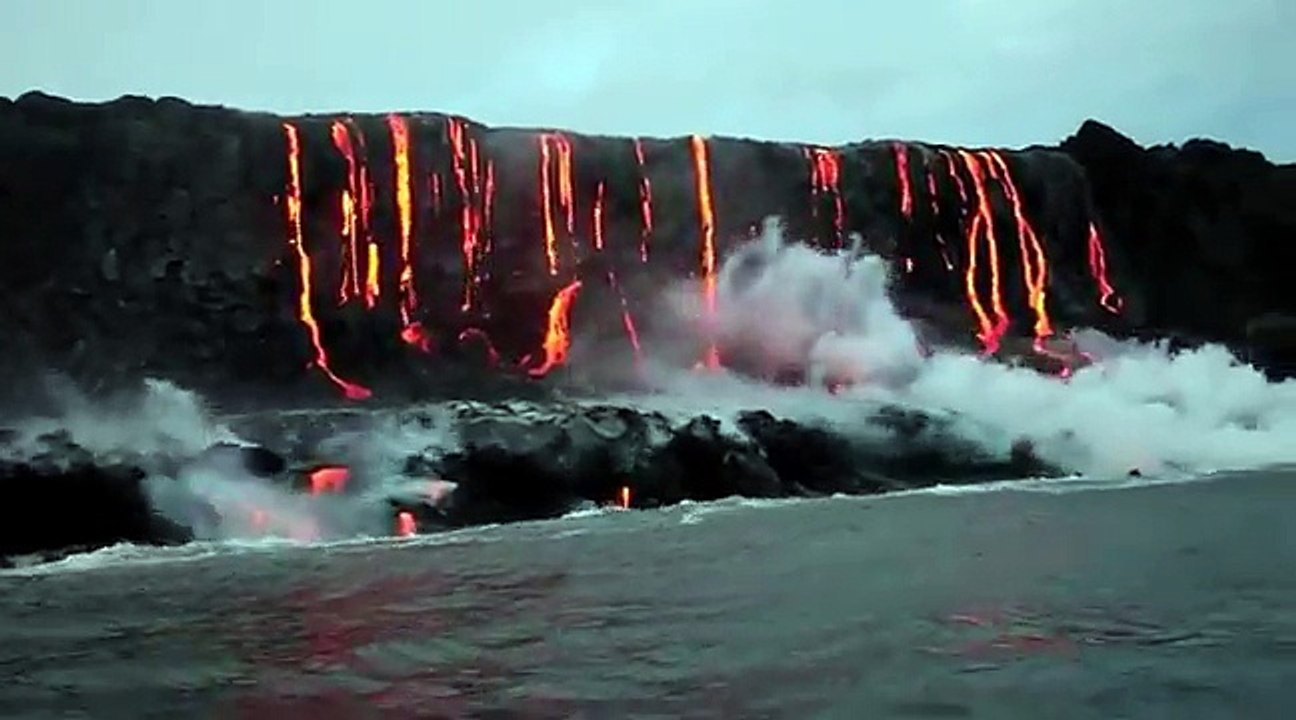 Spectacular Lava Flow Into Water - Funny Videos at Videobash