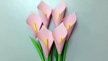 How to make calla lily paper flower   Easy origami flowers for beginners making