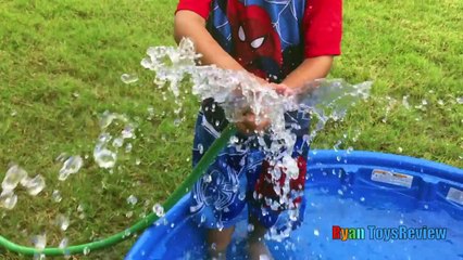Playtime in Kiddie Pool Water Family Fun Water Gun Fight Surprise Toys Challenge Easter Egg Batman