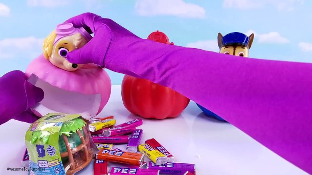 Paw Patrol Skye Chase Marshall Halloween Pumpkins Learn Colors Toy Surprises